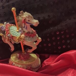 Charming Floral Carousel Horse Figurine